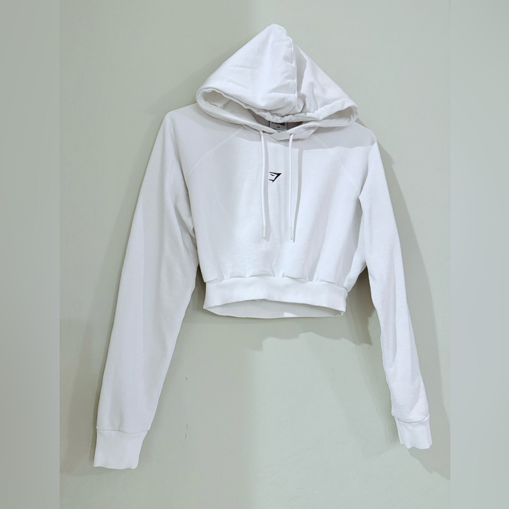 Gymshark Classic White Crop Hoodie XS